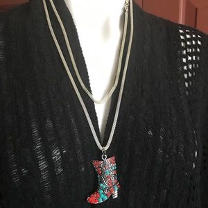 Cowboy boot necklace NWOT